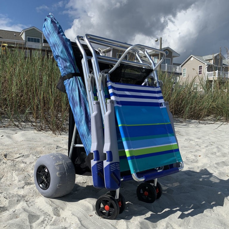 Folding Beach Cart XL Rust Free Frame Large Balloon Wheels Compact   Folding Beach Cart XL Balloon Wheels Soft Sand 2 768x768 