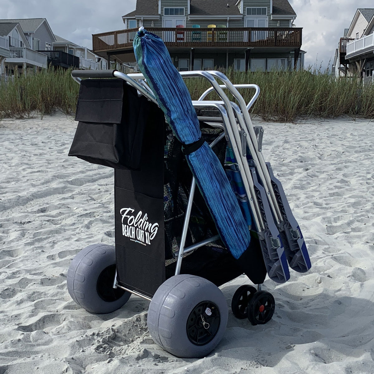 Folding Beach Cart Xl Rust Free Frame Large Balloon Wheels Compact