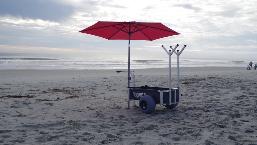 Beach Cart XL | Beach Cart with Balloon Wheels, Chair Racks, Umbrella