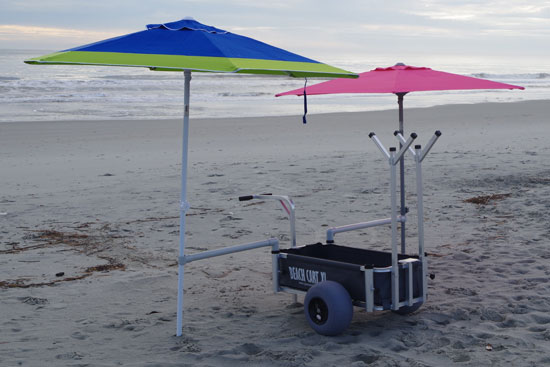 Best Beach Cart - Rolls in Soft Sand - Built-in Umbrella - Chair Racks